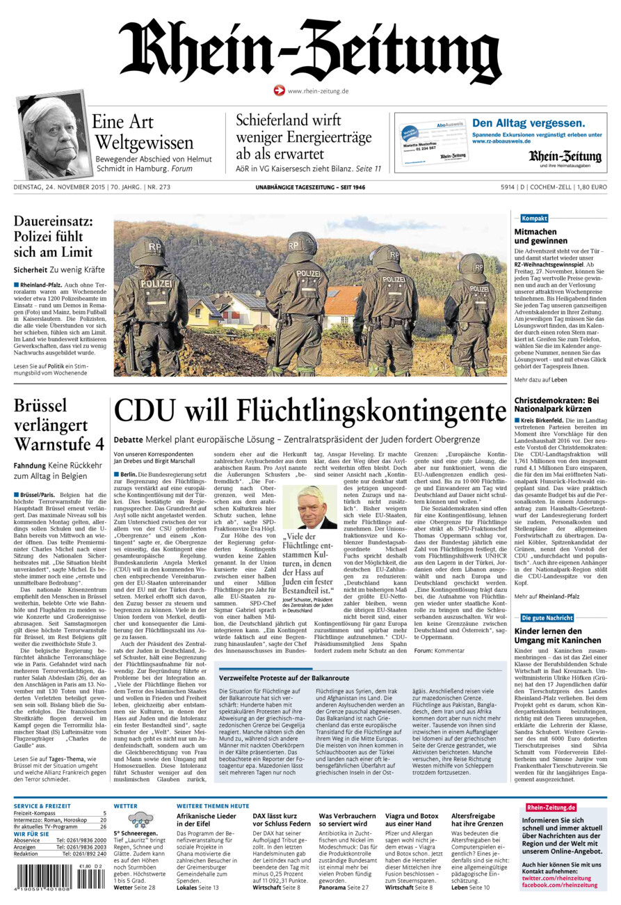 Rhein-Zeitung Kreis Cochem-Zell vom Dienstag, 24.11.2015
