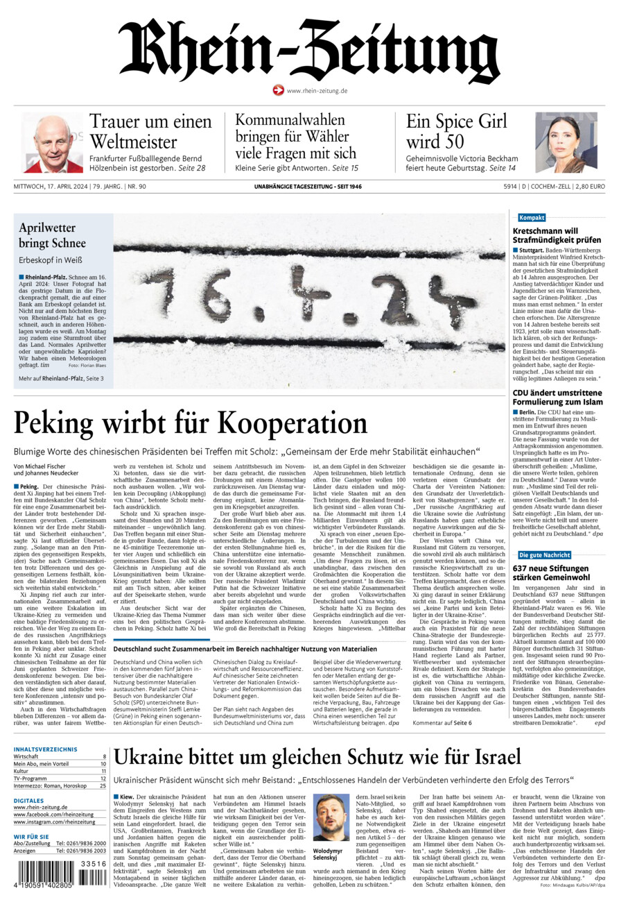 Rhein-Zeitung Kreis Cochem-Zell vom Mittwoch, 17.04.2024