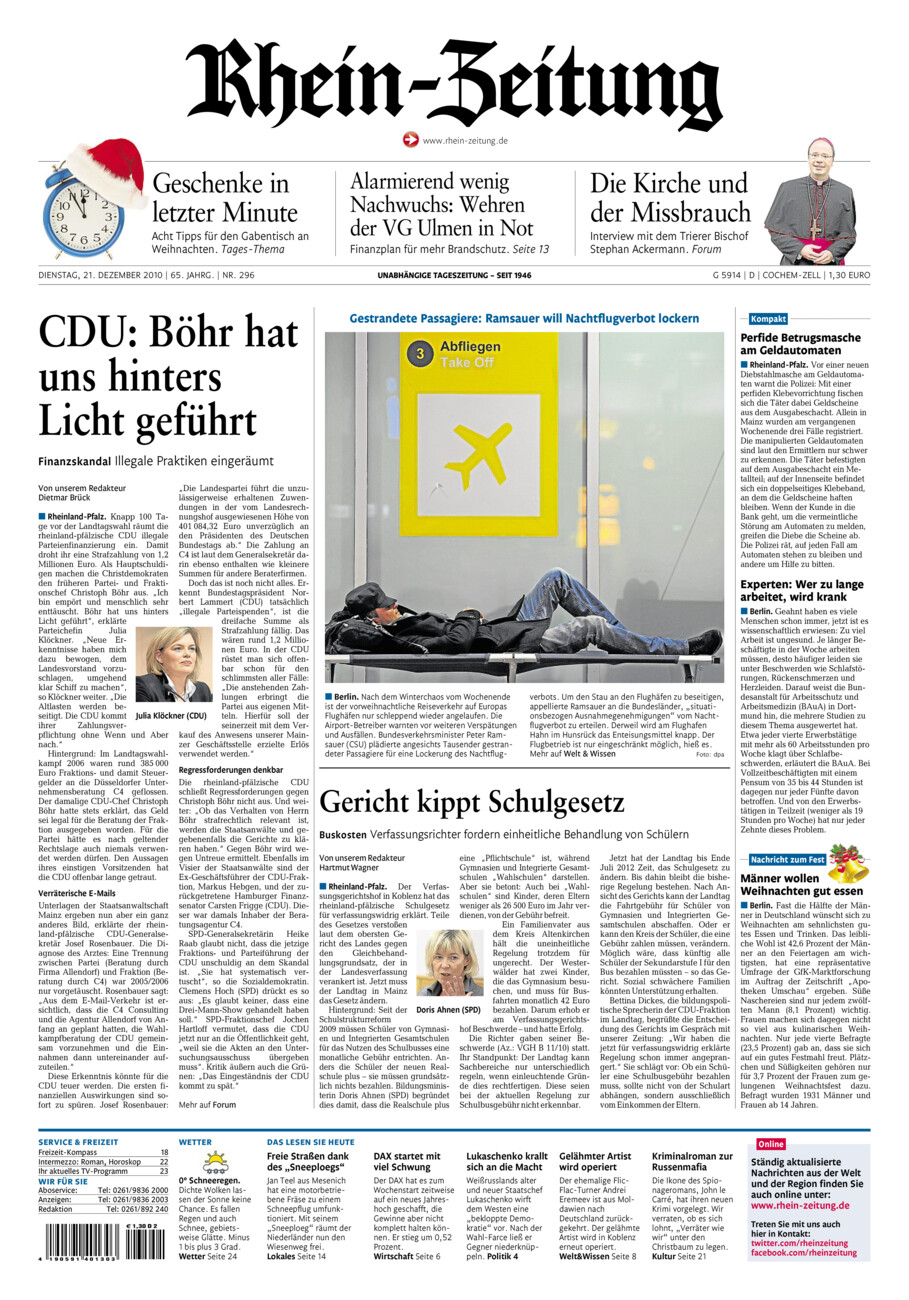 Rhein-Zeitung Kreis Cochem-Zell vom Dienstag, 21.12.2010