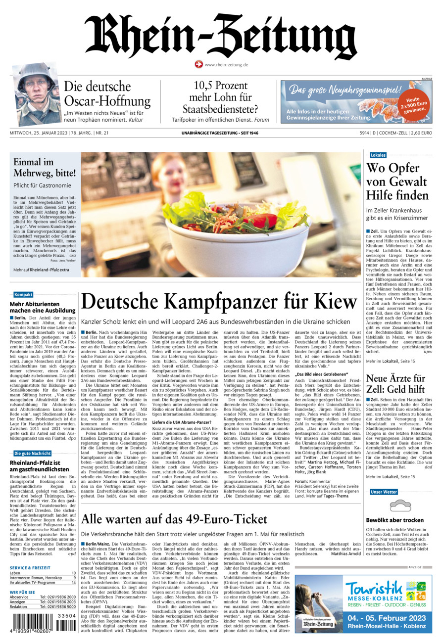 Rhein-Zeitung Kreis Cochem-Zell vom Mittwoch, 25.01.2023
