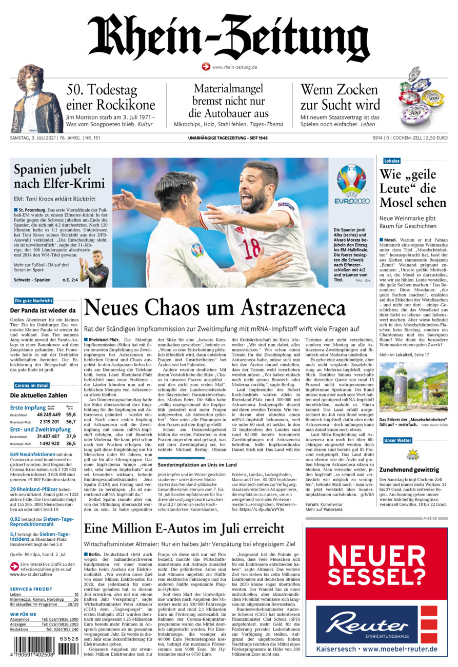 Rhein-Zeitung Kreis Cochem-Zell vom Samstag, 03.07.2021