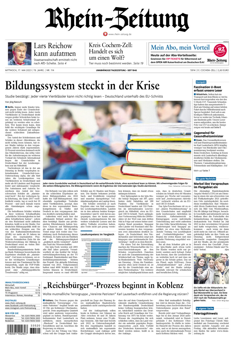 Rhein-Zeitung Kreis Cochem-Zell vom Mittwoch, 17.05.2023