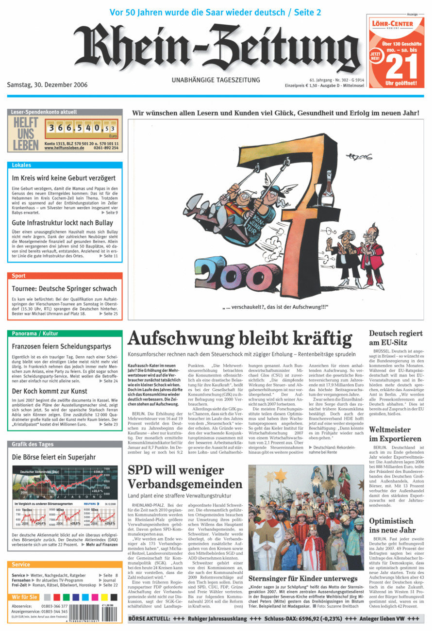 Rhein-Zeitung Kreis Cochem-Zell vom Samstag, 30.12.2006