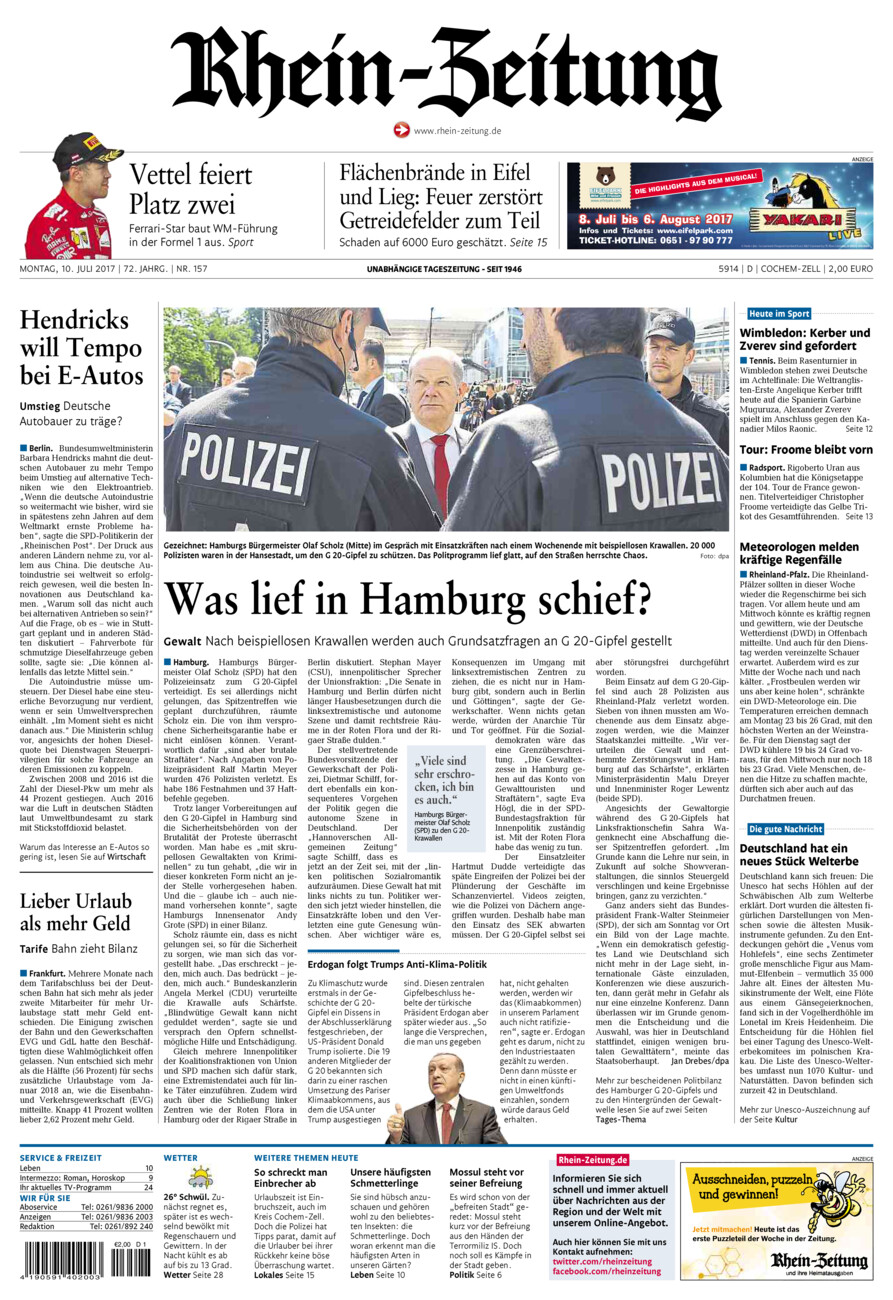 Rhein-Zeitung Kreis Cochem-Zell vom Montag, 10.07.2017