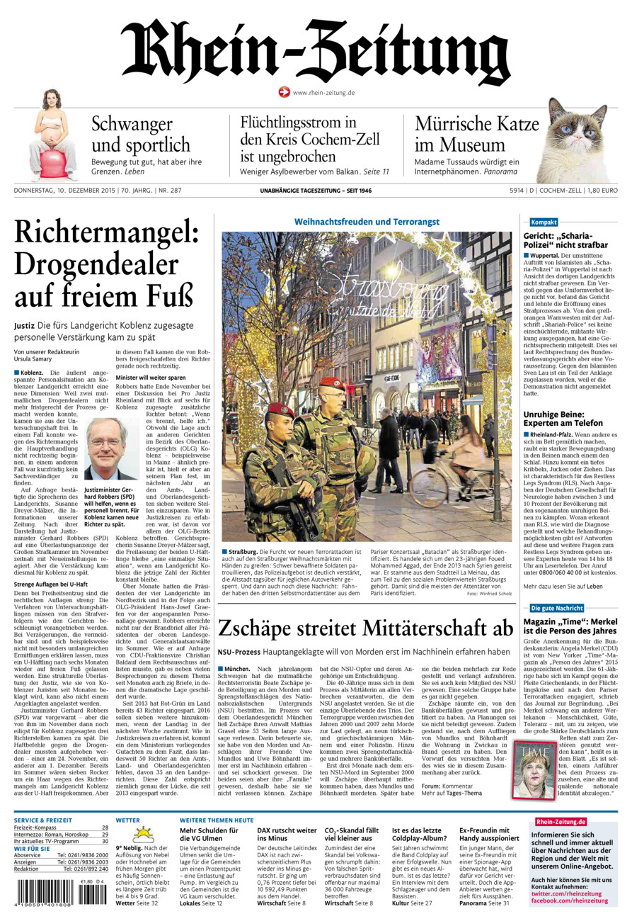 Rhein-Zeitung Kreis Cochem-Zell vom Donnerstag, 10.12.2015