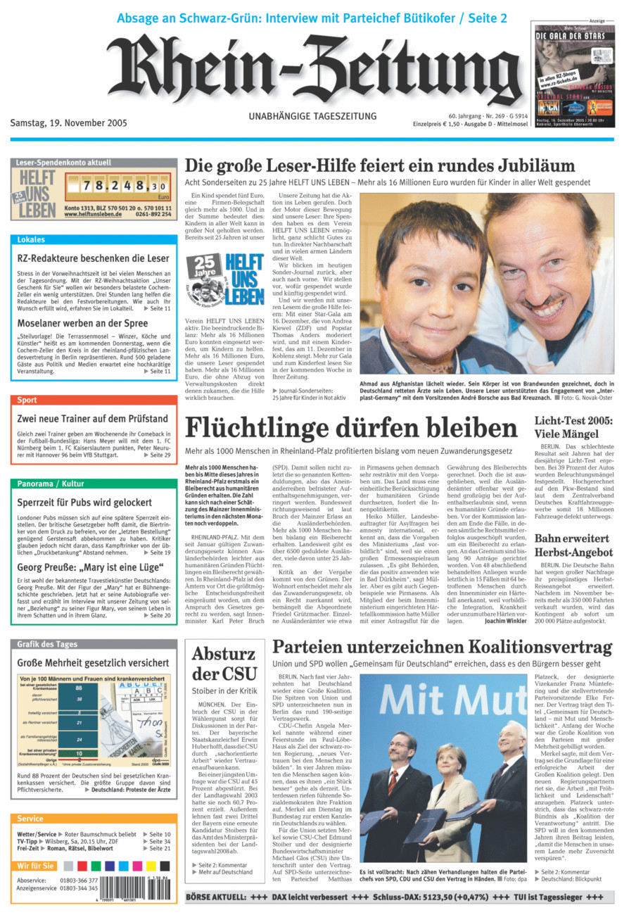 Rhein-Zeitung Kreis Cochem-Zell vom Samstag, 19.11.2005