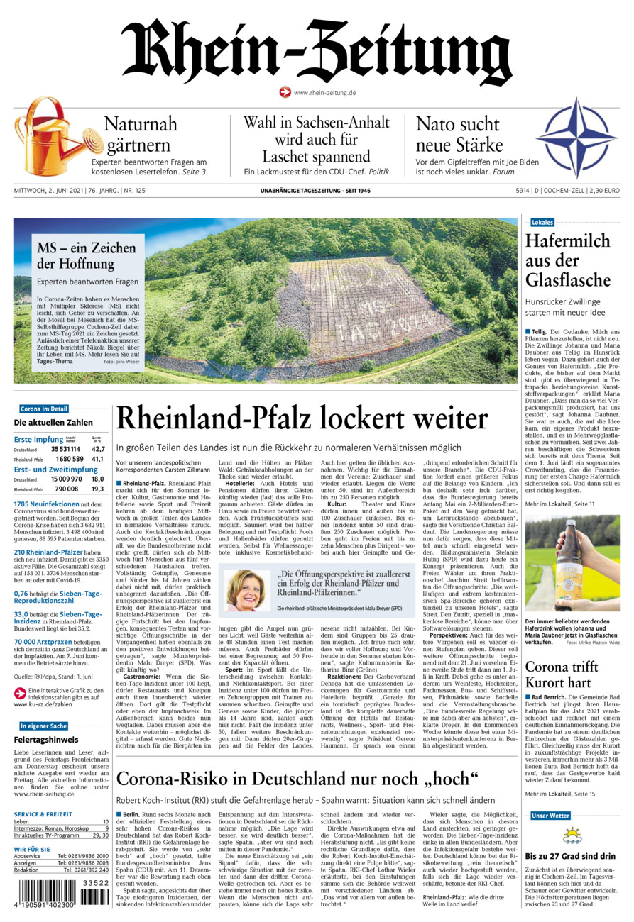 Rhein-Zeitung Kreis Cochem-Zell vom Mittwoch, 02.06.2021