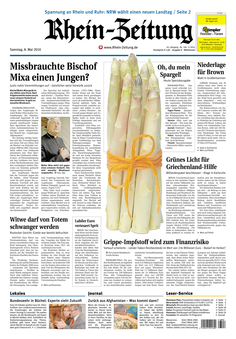 Rhein-Zeitung Kreis Cochem-Zell vom Samstag, 08.05.2010