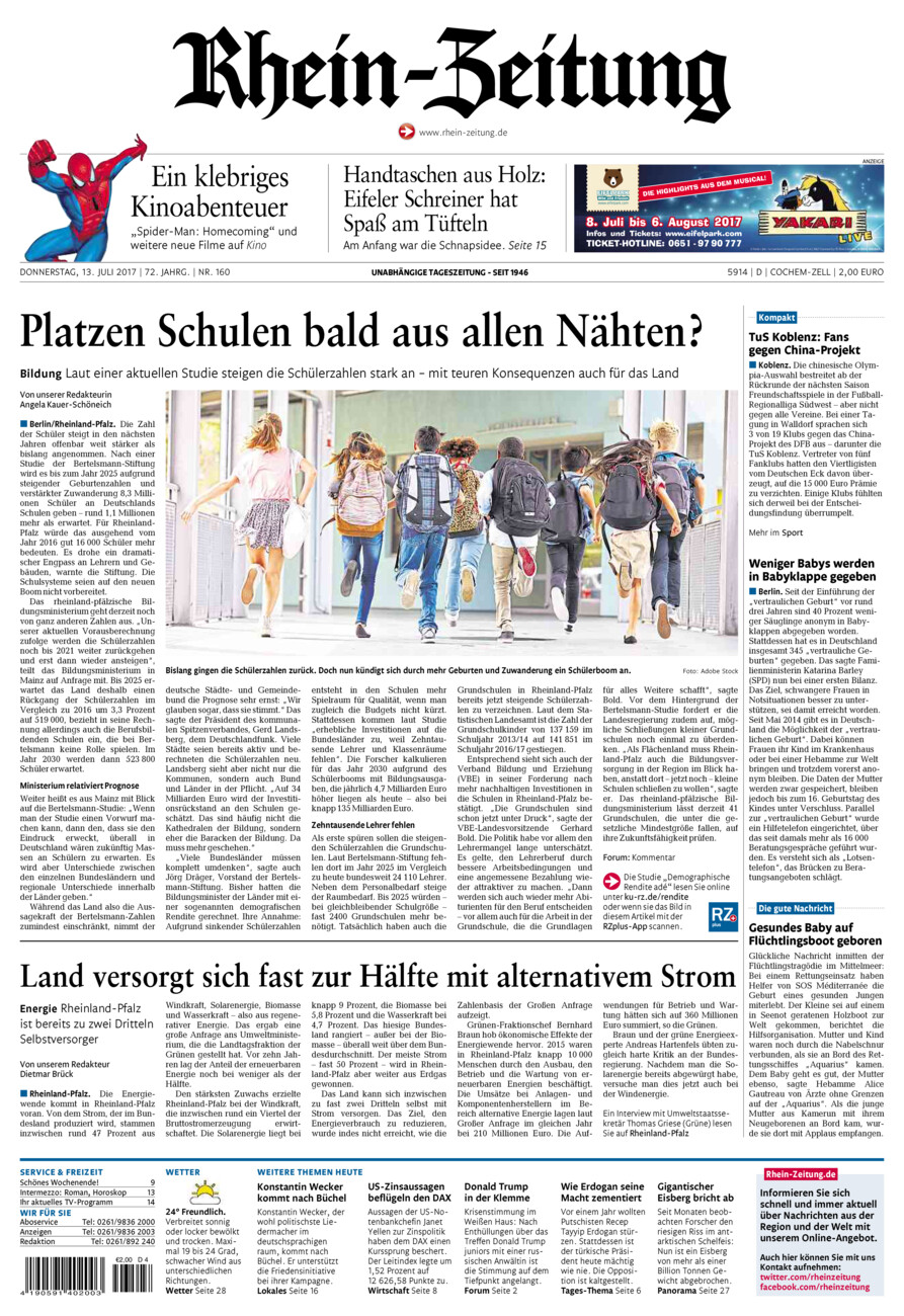 Rhein-Zeitung Kreis Cochem-Zell vom Donnerstag, 13.07.2017