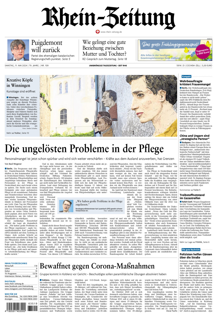 Rhein-Zeitung Kreis Cochem-Zell vom Samstag, 11.05.2024