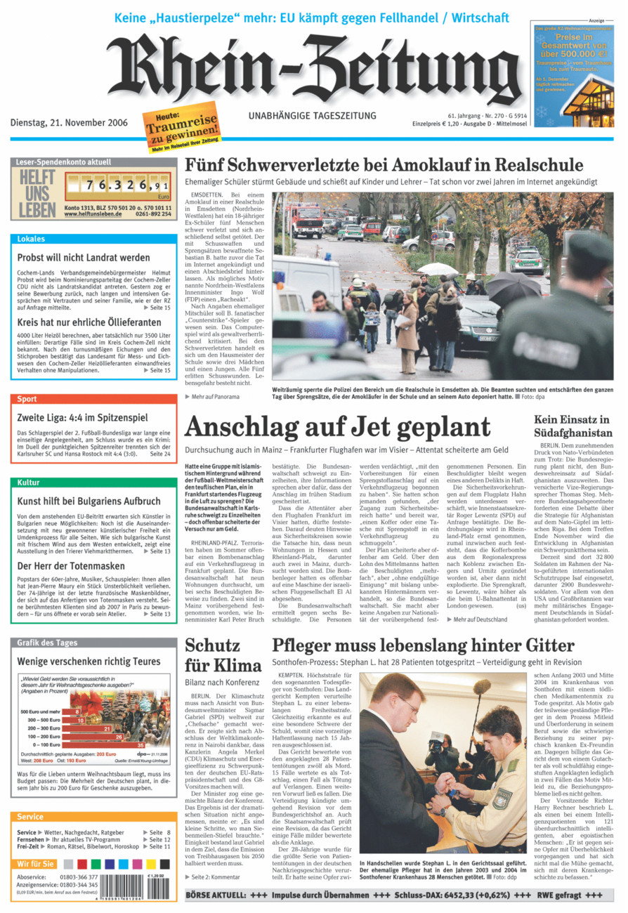 Rhein-Zeitung Kreis Cochem-Zell vom Dienstag, 21.11.2006
