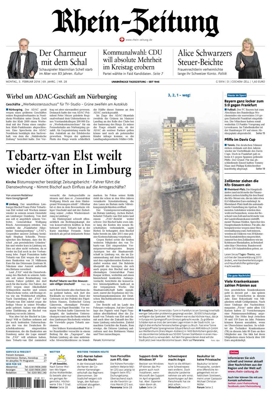 Rhein-Zeitung Kreis Cochem-Zell vom Montag, 03.02.2014
