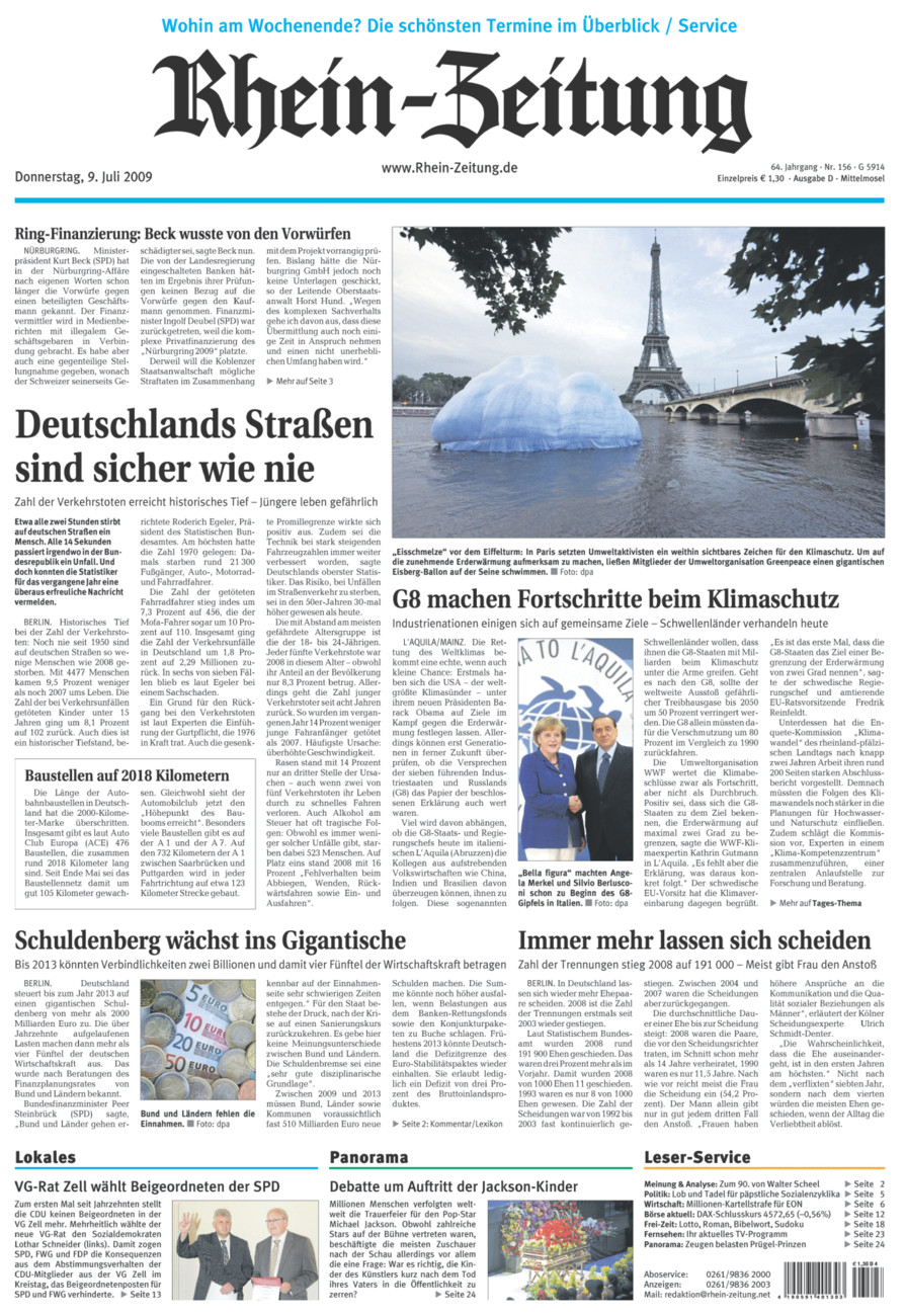Rhein-Zeitung Kreis Cochem-Zell vom Donnerstag, 09.07.2009