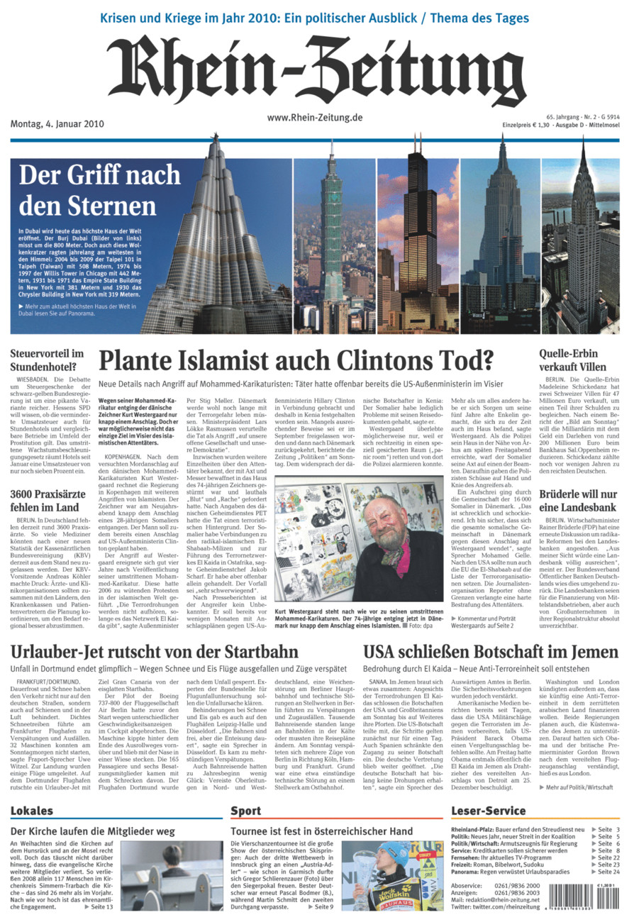 Rhein-Zeitung Kreis Cochem-Zell vom Montag, 04.01.2010