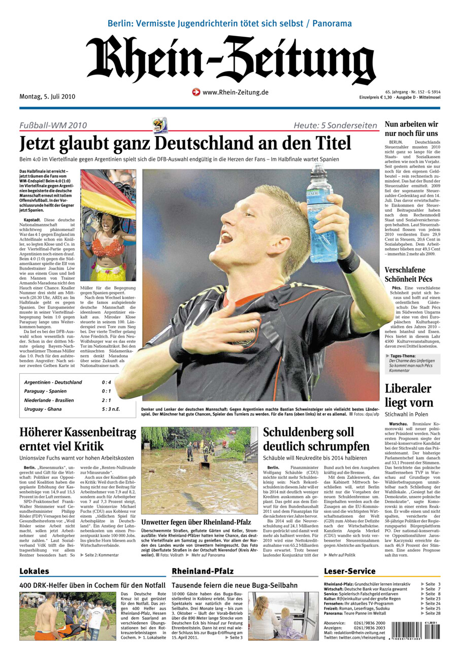 Rhein-Zeitung Kreis Cochem-Zell vom Montag, 05.07.2010