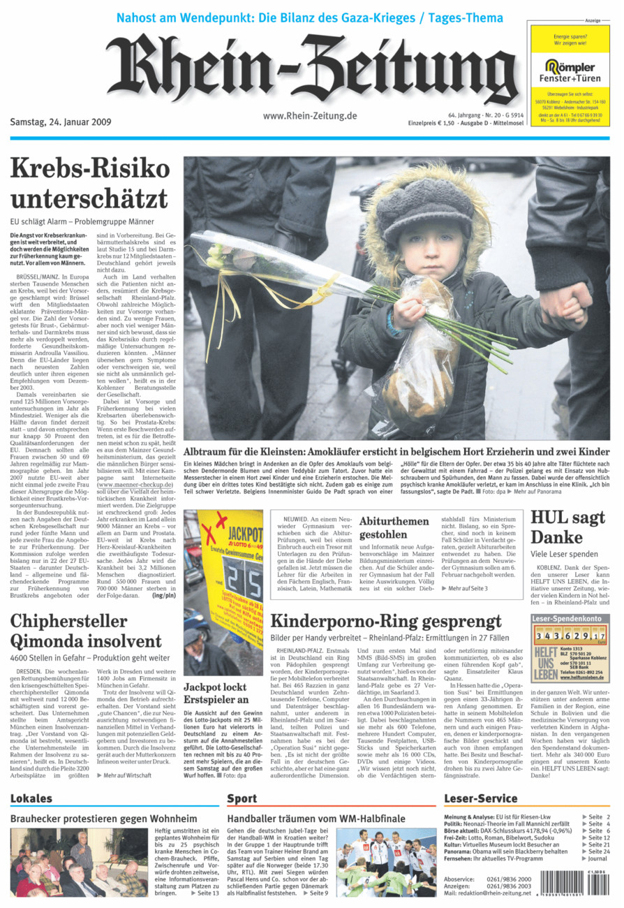 Rhein-Zeitung Kreis Cochem-Zell vom Samstag, 24.01.2009