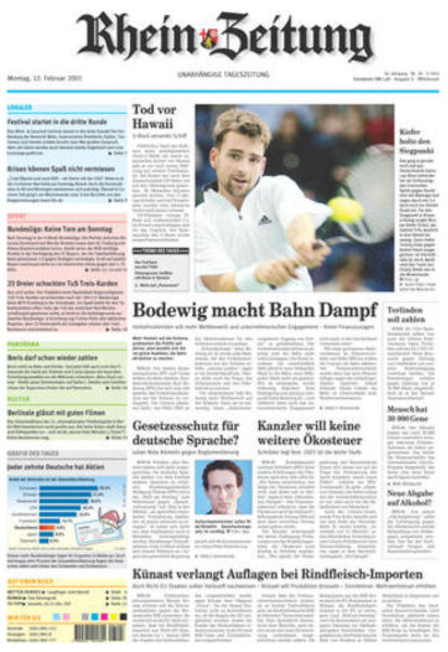 Rhein-Zeitung Kreis Cochem-Zell vom Montag, 12.02.2001