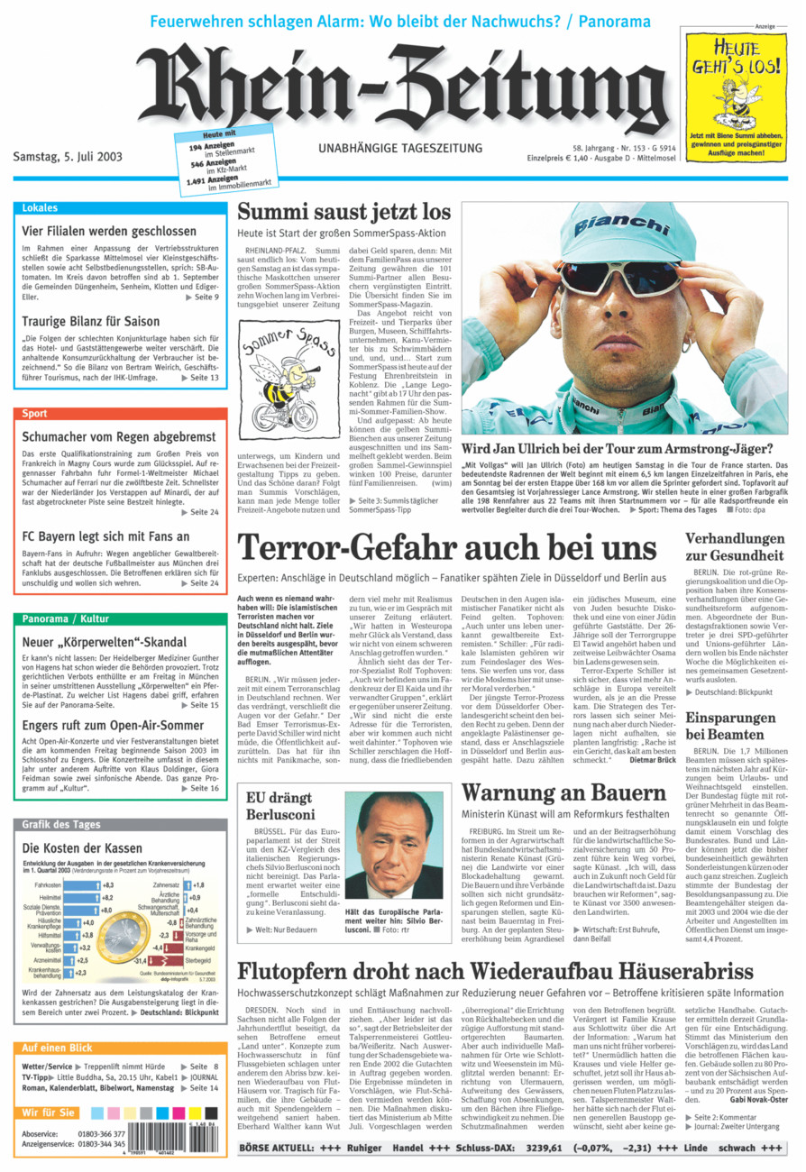 Rhein-Zeitung Kreis Cochem-Zell vom Samstag, 05.07.2003