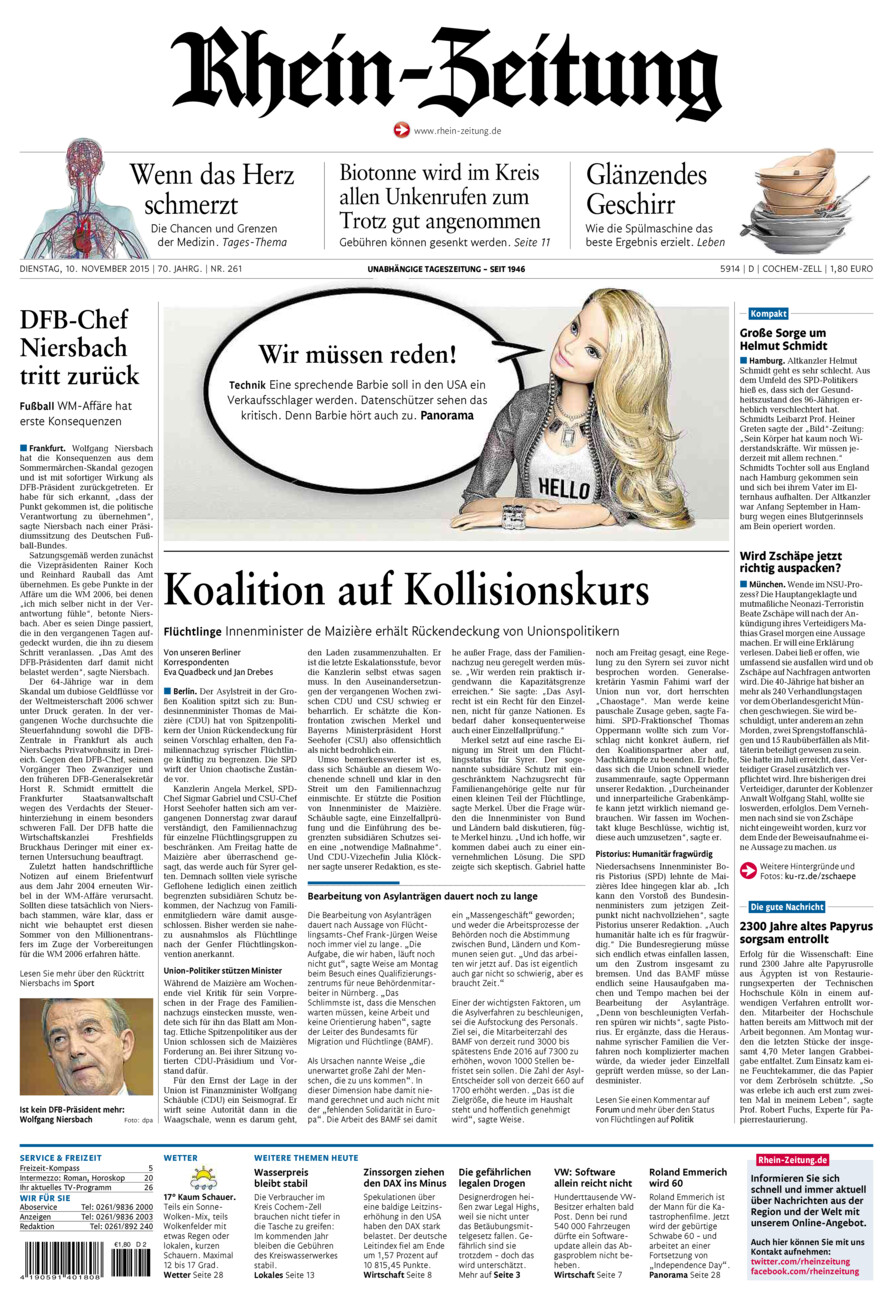 Rhein-Zeitung Kreis Cochem-Zell vom Dienstag, 10.11.2015