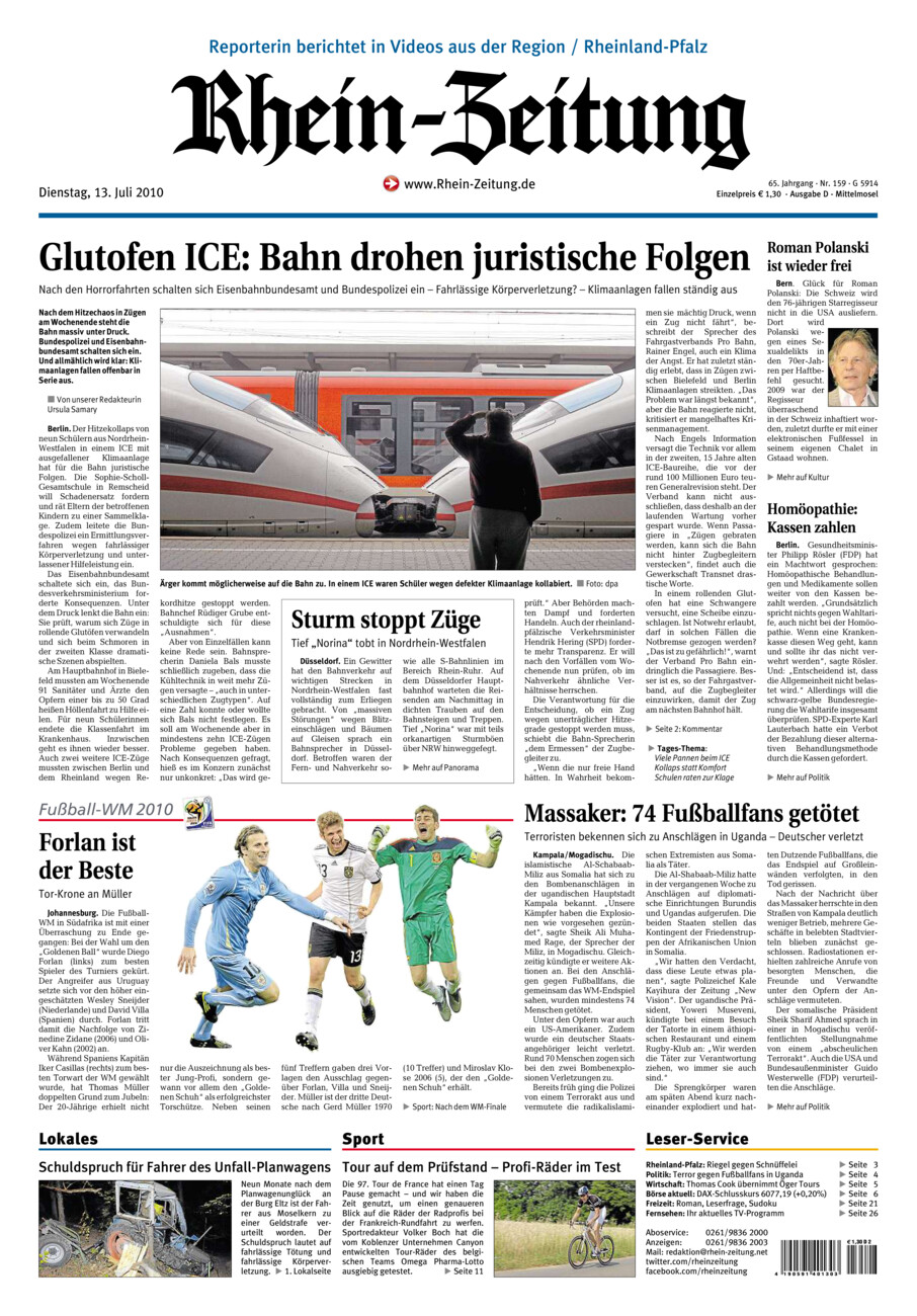 Rhein-Zeitung Kreis Cochem-Zell vom Dienstag, 13.07.2010