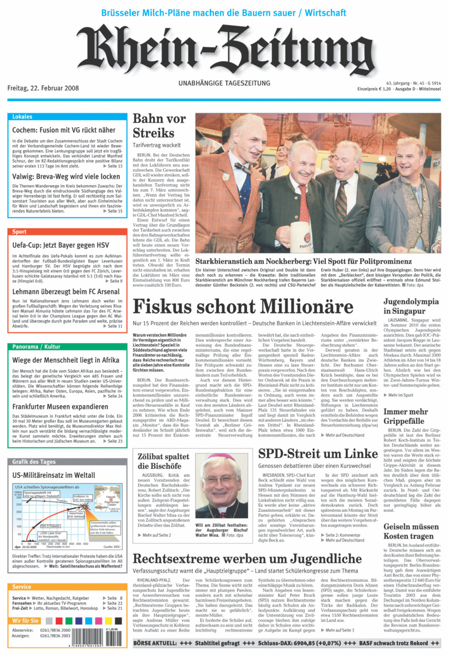 Rhein-Zeitung Kreis Cochem-Zell vom Freitag, 22.02.2008