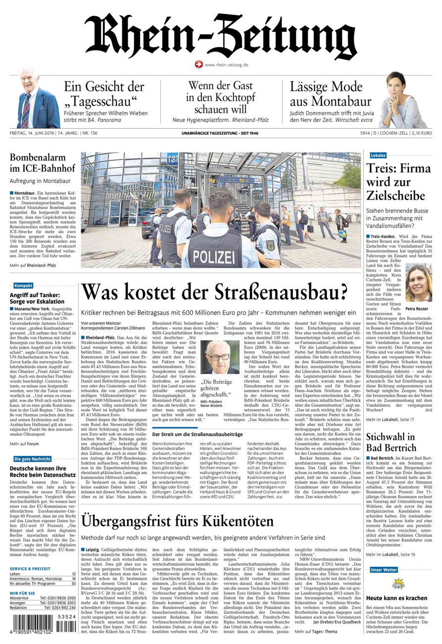 Rhein-Zeitung Kreis Cochem-Zell vom Freitag, 14.06.2019