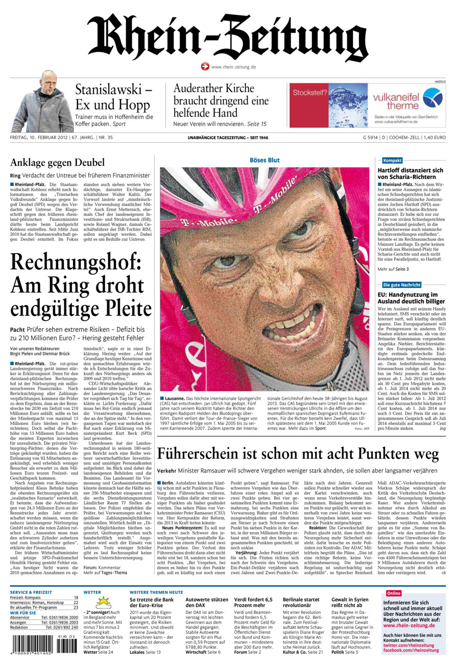 Rhein-Zeitung Kreis Cochem-Zell vom Freitag, 10.02.2012