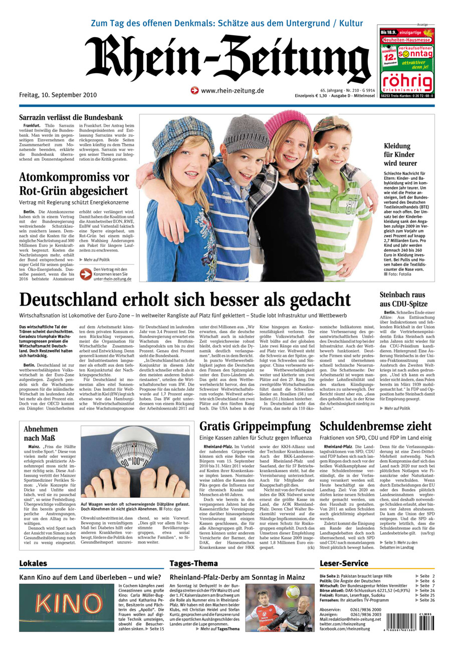Rhein-Zeitung Kreis Cochem-Zell vom Freitag, 10.09.2010