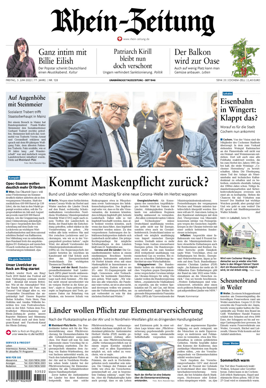 Rhein-Zeitung Kreis Cochem-Zell vom Freitag, 03.06.2022
