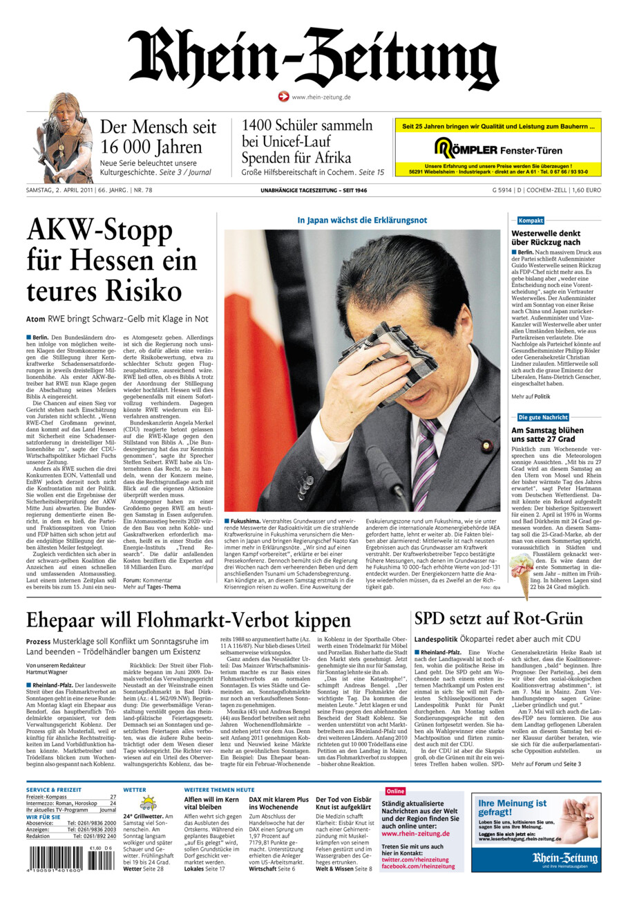 Rhein-Zeitung Kreis Cochem-Zell vom Samstag, 02.04.2011