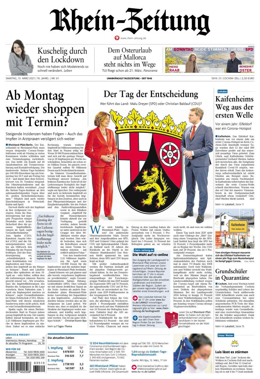Rhein-Zeitung Kreis Cochem-Zell vom Samstag, 13.03.2021