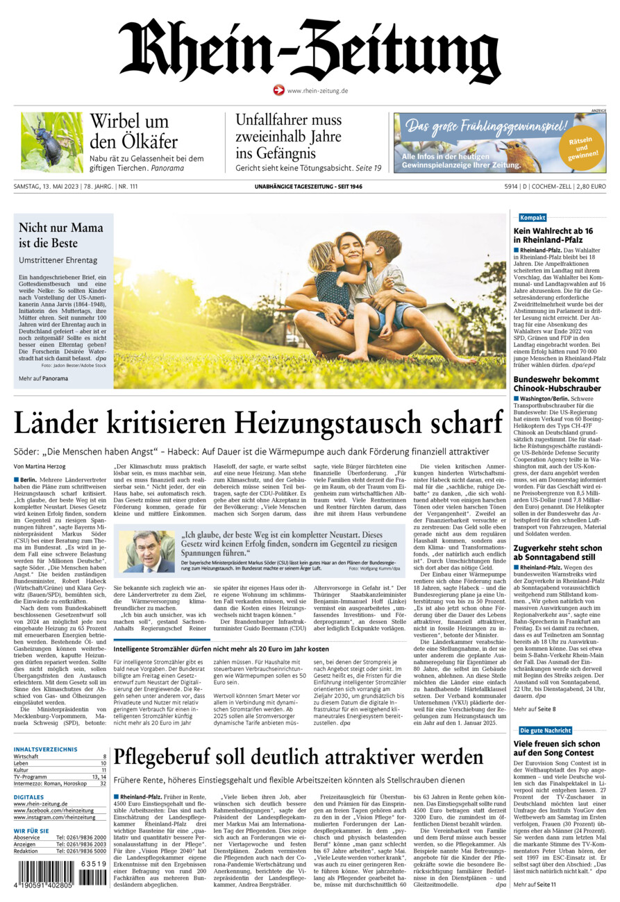 Rhein-Zeitung Kreis Cochem-Zell vom Samstag, 13.05.2023