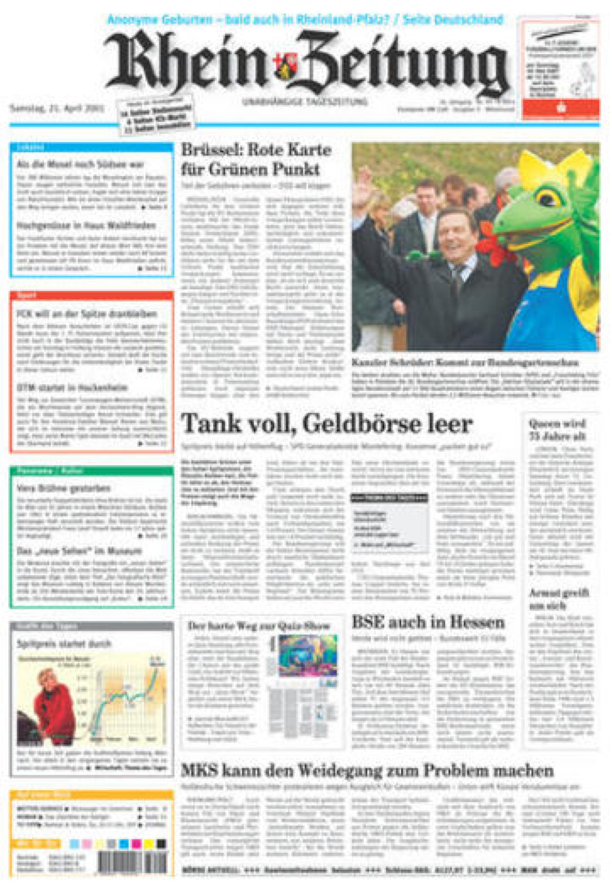 Rhein-Zeitung Kreis Cochem-Zell vom Samstag, 21.04.2001