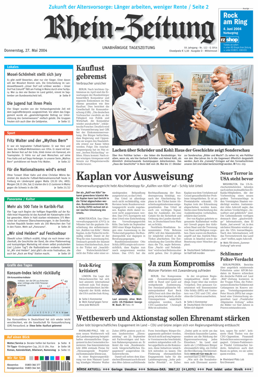 Rhein-Zeitung Kreis Cochem-Zell vom Donnerstag, 27.05.2004