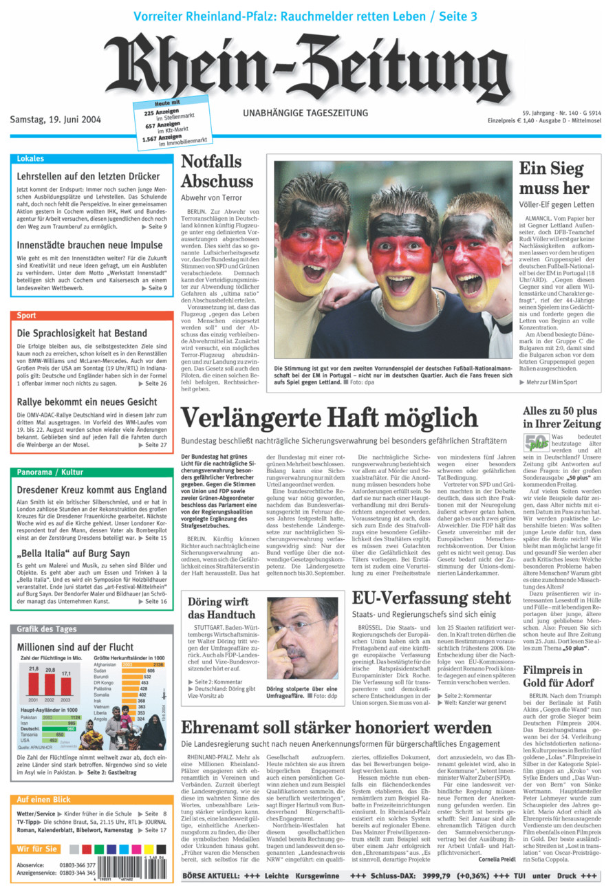 Rhein-Zeitung Kreis Cochem-Zell vom Samstag, 19.06.2004