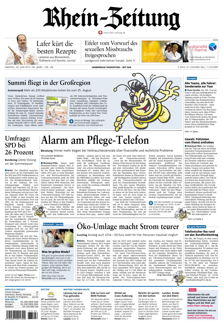 Rhein-Zeitung Kreis Cochem-Zell vom Samstag, 29.06.2013