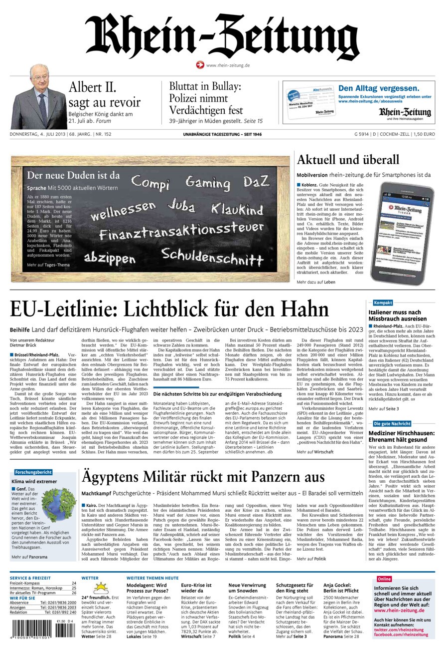 Rhein-Zeitung Kreis Cochem-Zell vom Donnerstag, 04.07.2013