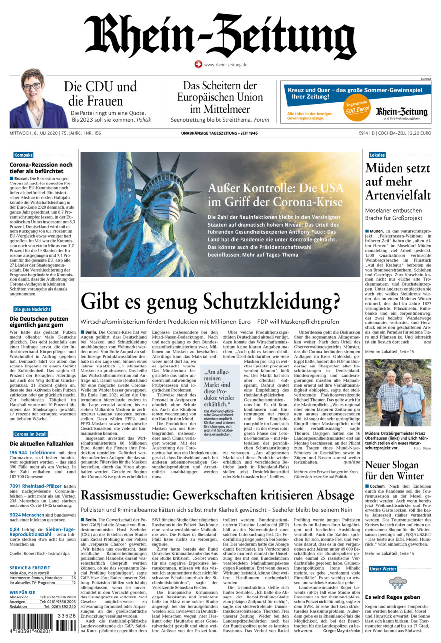 Rhein-Zeitung Kreis Cochem-Zell vom Mittwoch, 08.07.2020