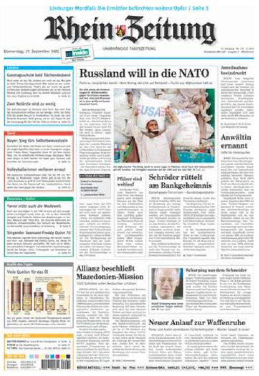 Rhein-Zeitung Kreis Cochem-Zell vom Donnerstag, 27.09.2001