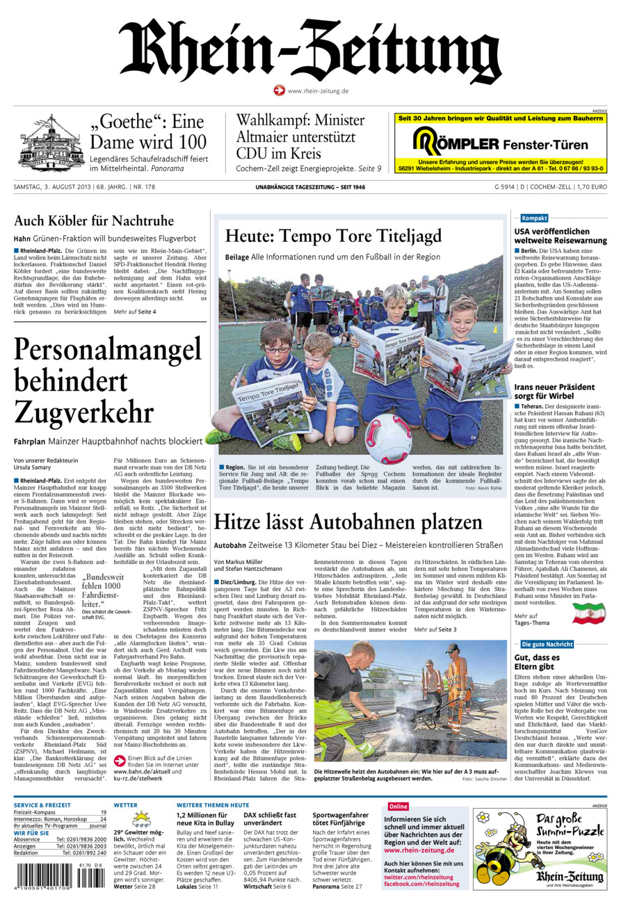 Rhein-Zeitung Kreis Cochem-Zell vom Samstag, 03.08.2013