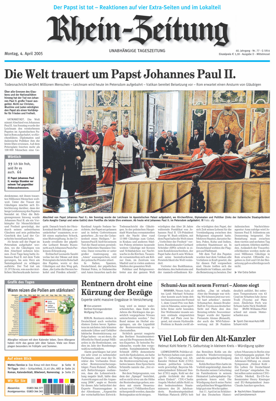 Rhein-Zeitung Kreis Cochem-Zell vom Montag, 04.04.2005