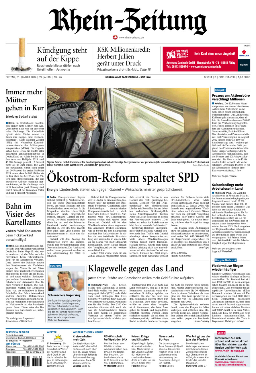 Rhein-Zeitung Kreis Cochem-Zell vom Freitag, 31.01.2014