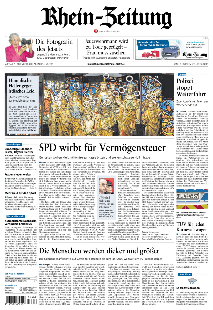Rhein-Zeitung Kreis Cochem-Zell vom Montag, 09.12.2019