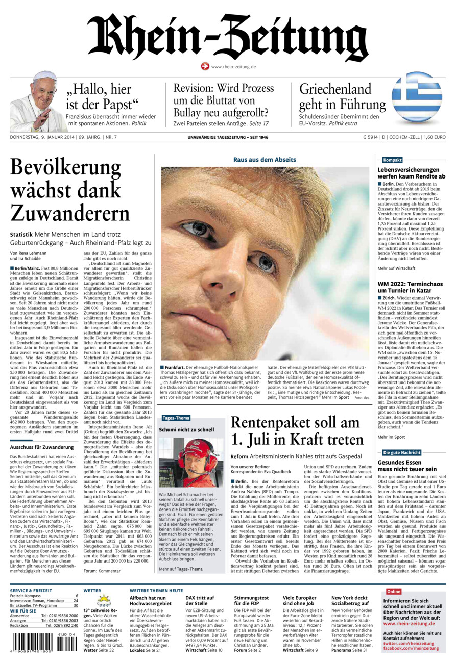 Rhein-Zeitung Kreis Cochem-Zell vom Donnerstag, 09.01.2014