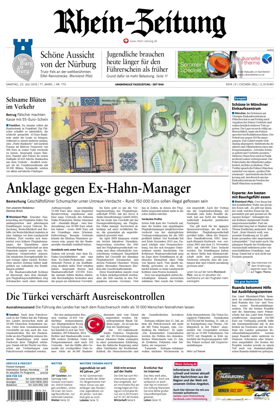 Rhein-Zeitung Kreis Cochem-Zell vom Samstag, 23.07.2016