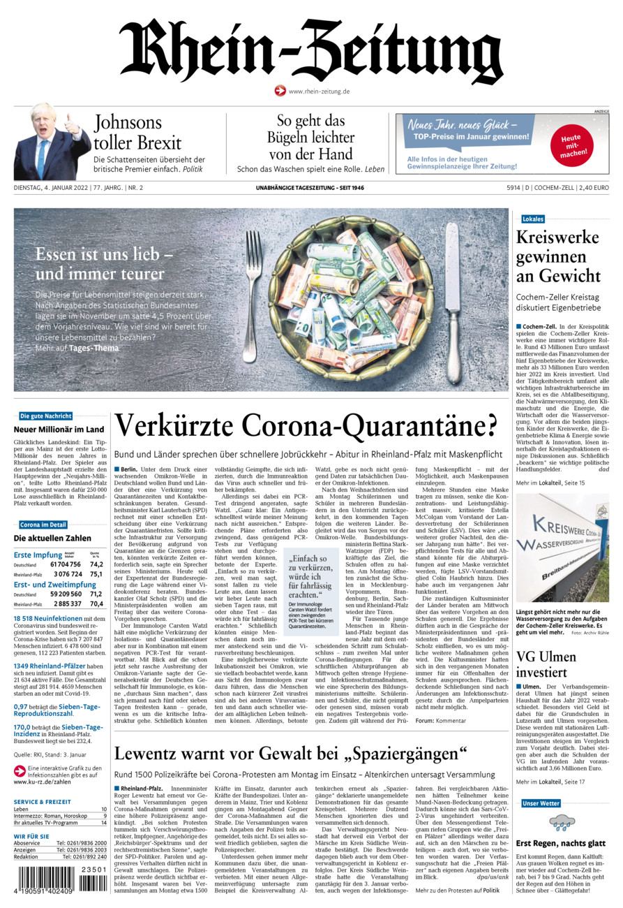 Rhein-Zeitung Kreis Cochem-Zell vom Dienstag, 04.01.2022
