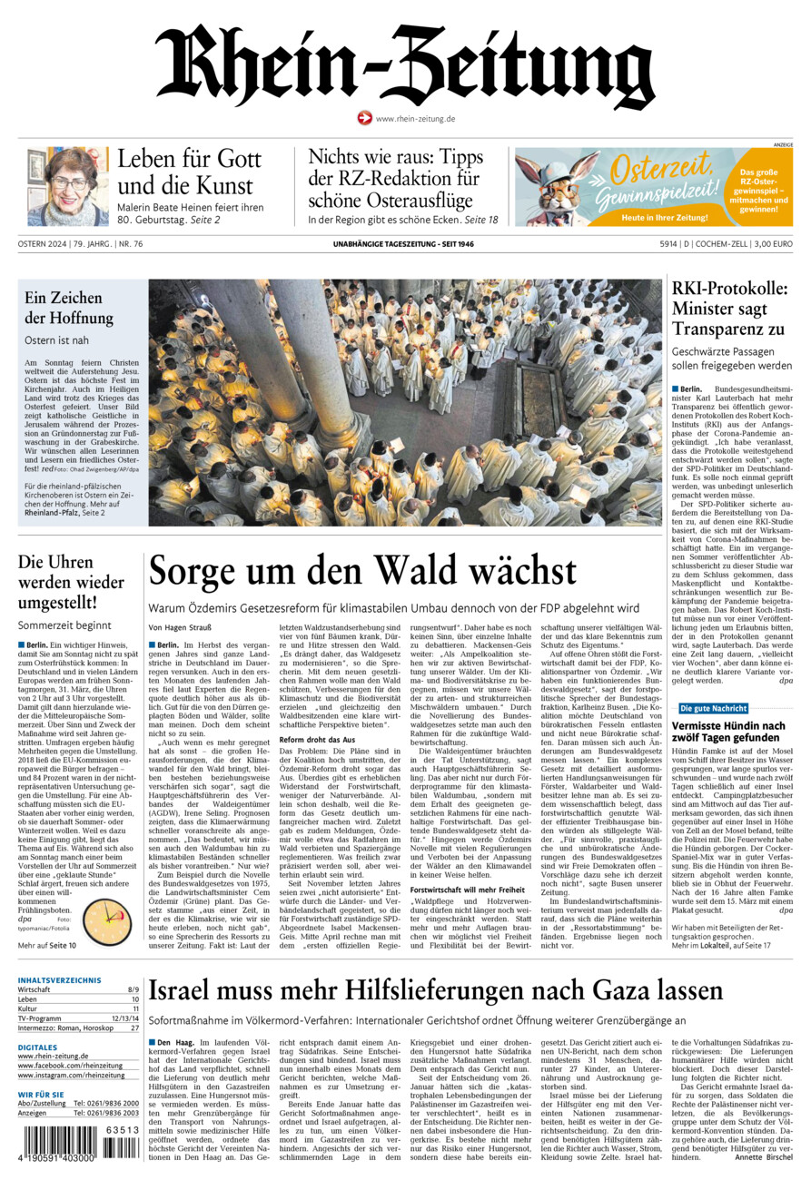 Rhein-Zeitung Kreis Cochem-Zell vom Samstag, 30.03.2024