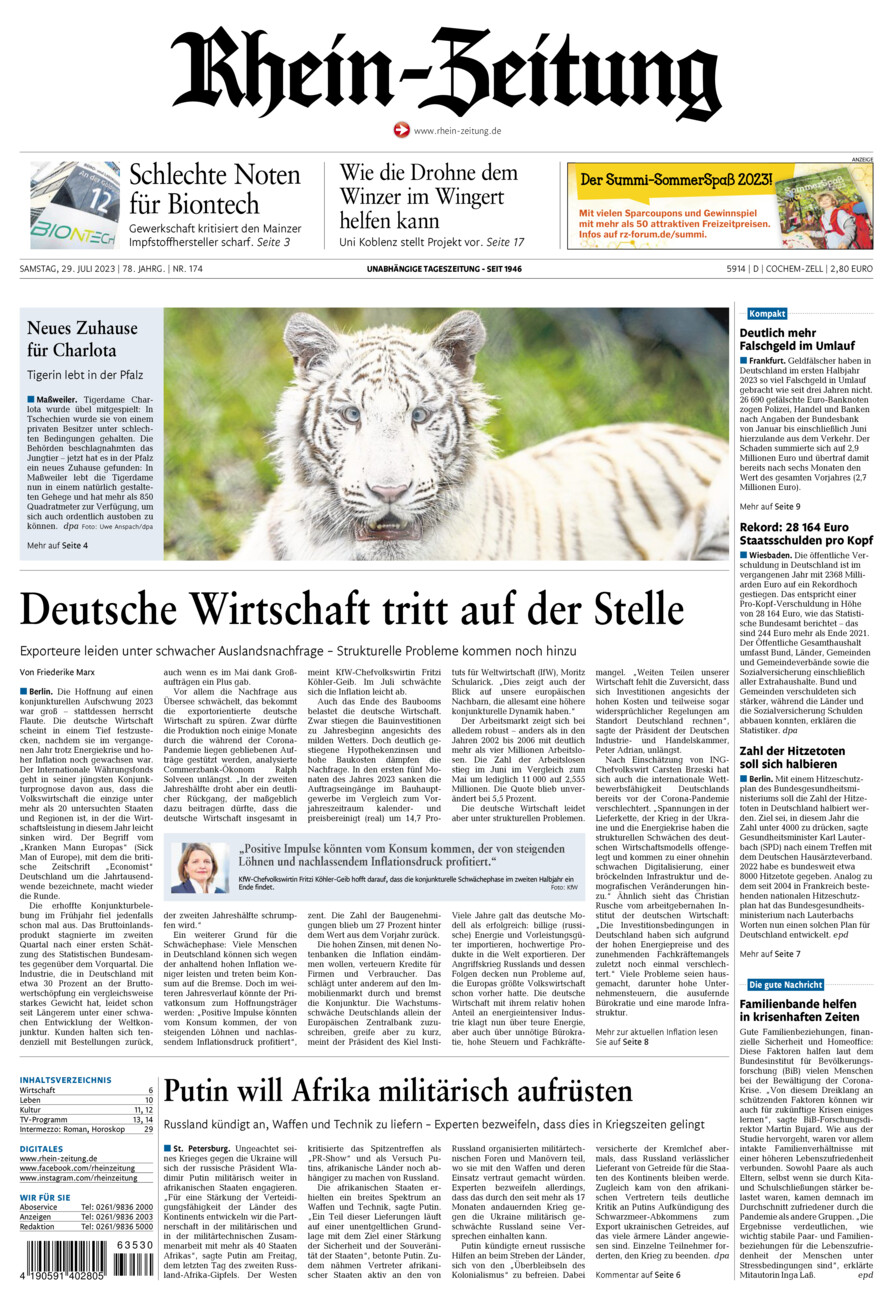 Rhein-Zeitung Kreis Cochem-Zell vom Samstag, 29.07.2023