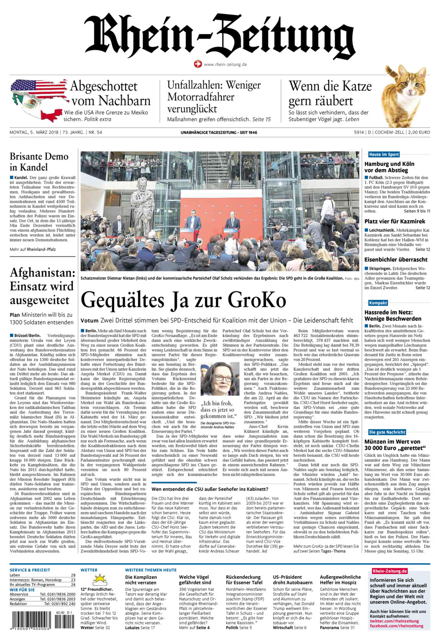 Rhein-Zeitung Kreis Cochem-Zell vom Montag, 05.03.2018