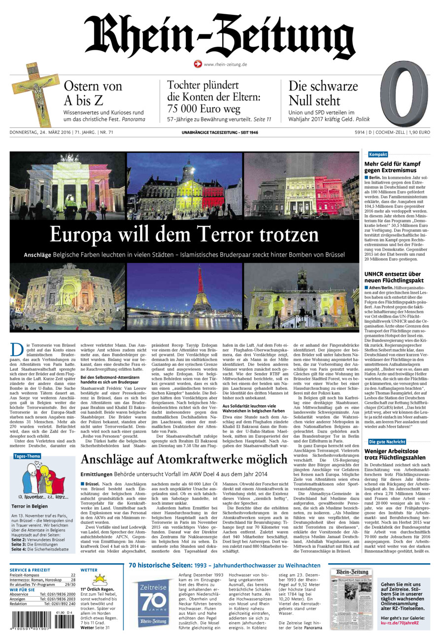 Rhein-Zeitung Kreis Cochem-Zell vom Donnerstag, 24.03.2016